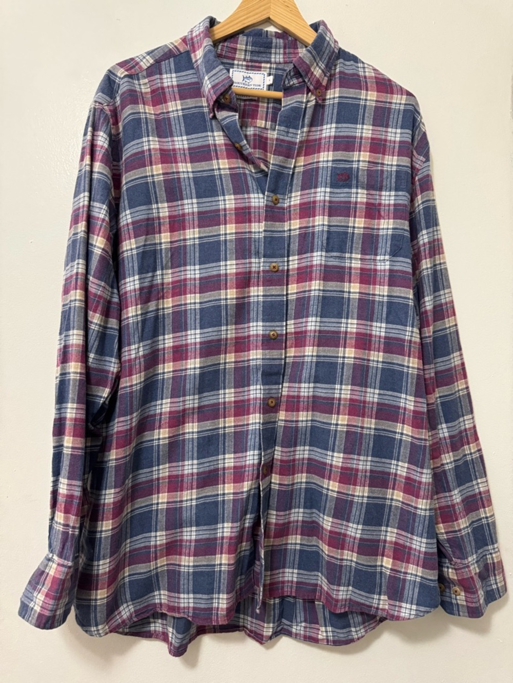Southern Tide Blue and Burgundy Plaid Button-Down Shirt